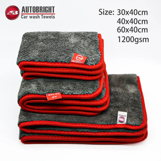 AUTOBRIGHT 1200GSM Microfiber Car Cleaning Towels – Ultra-Soft Wash & Dry Cloths