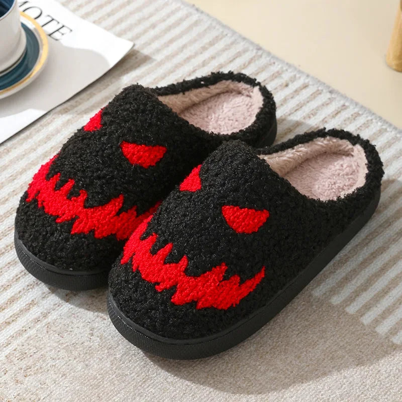 Skull Cartoon Winter Slippers – Warm Cotton Indoor Slippers for Men & Women, Cozy Couple Home Shoes