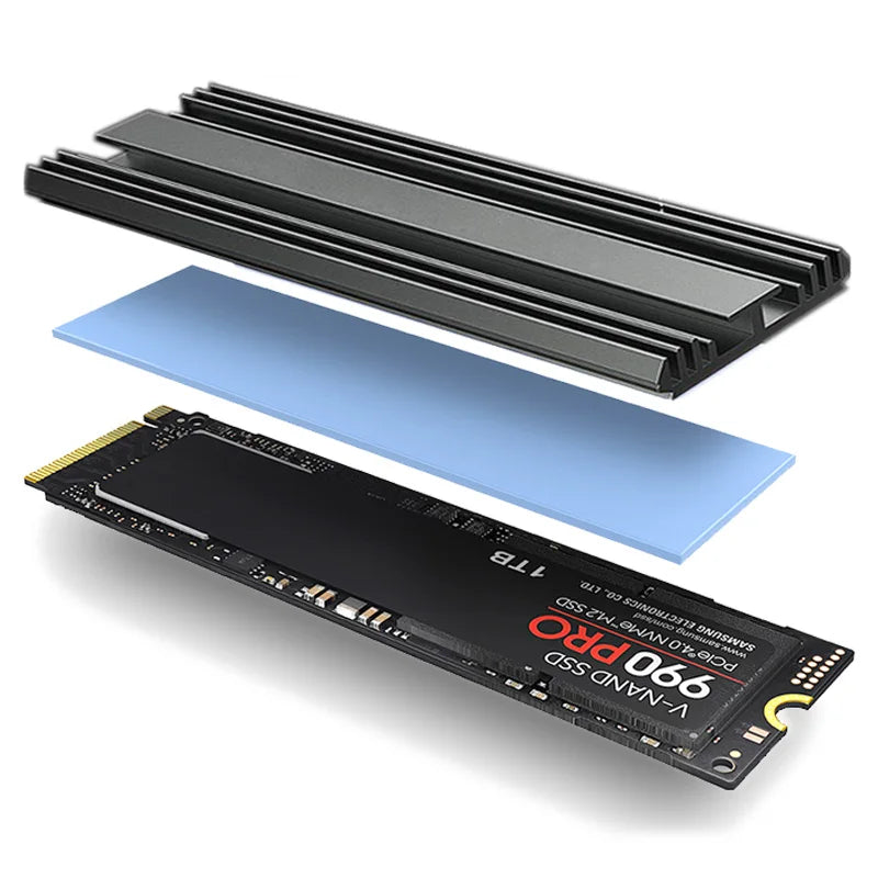 TEUCER M.2 SSD Heatsink – Aluminum Gasket with Thermal Silicone Pad for PS5 & Desktop PC