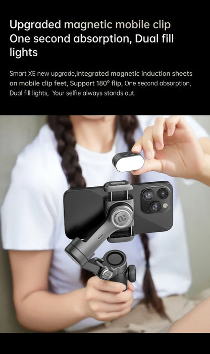 AOCHUAN 3-Axis Handheld Gimbal — Smartphone Stabilizer with Fill Light for iPhone & Android