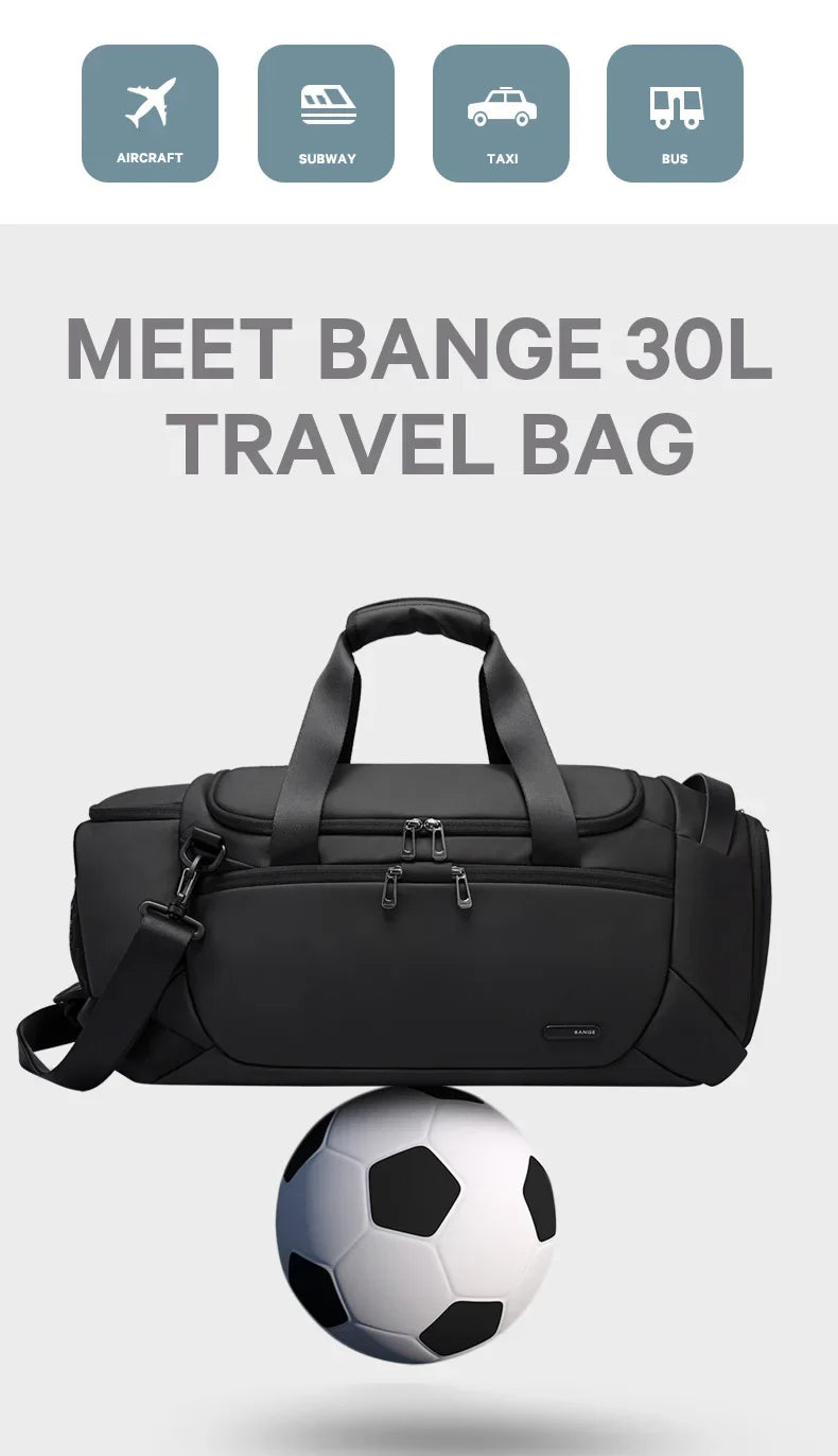 BANGE Waterproof Sports Gym Bag for Men - Fitness Training & Outdoor Dry Wet Separation Travel Bag