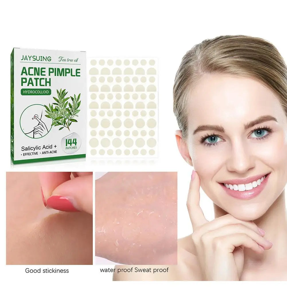 144 Pack Acne Pimple Patches – Translucent Matte Hydrocolloid with Salicylic Acid & Tea Tree Oil for Whiteheads & Inflamed Acne