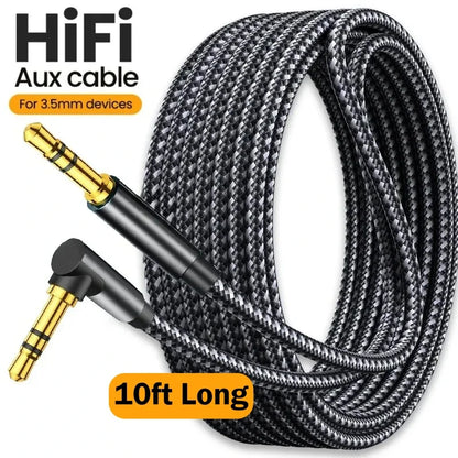 3.5mm 90° Elbow Male-to-Male Audio Cable — Speaker Aux Wire for Samsung Xiaomi MP3/4 Car Headphone Adapter Cord