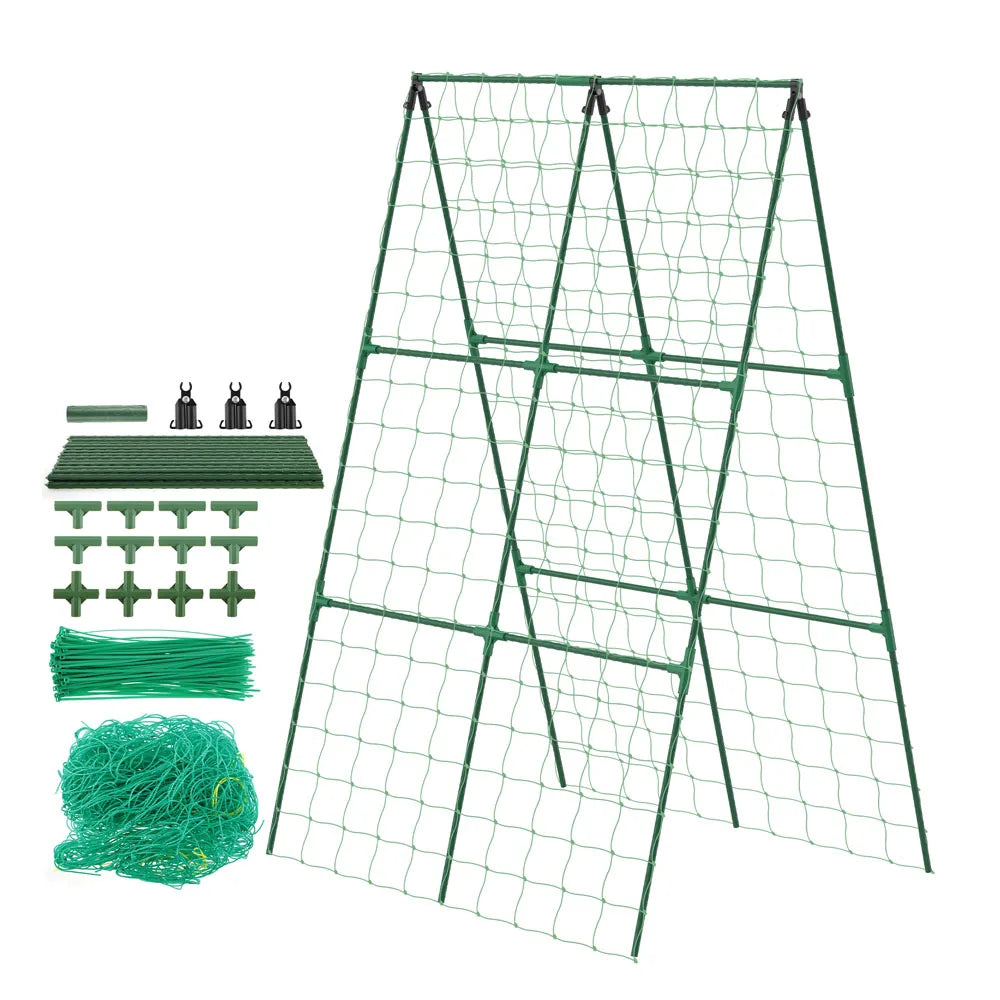 A-Frame Garden Trellis for Cucumbers & Tomatoes – Detachable Climbing Plant Support Frame