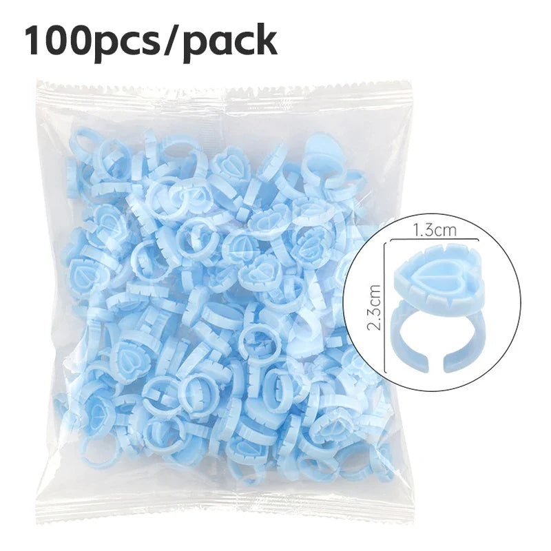 AILEISHI 100PCS Disposable Eyelash Glue Cup Rings – Lash Extension Pigment Holder Tattoo Makeup Tools