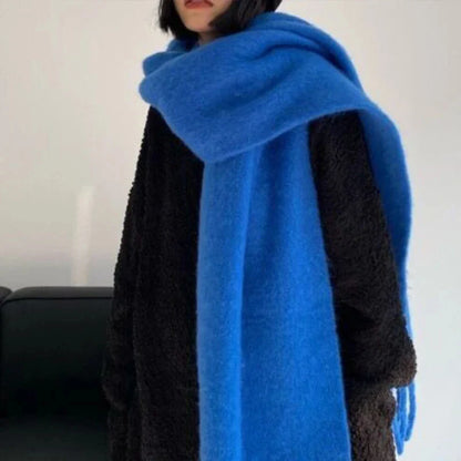 Luxury Cashmere Scarf for Women - Thickened Warm Shawl with Classic Tassels, Soft Solid Color Wrap for Autumn and Winter