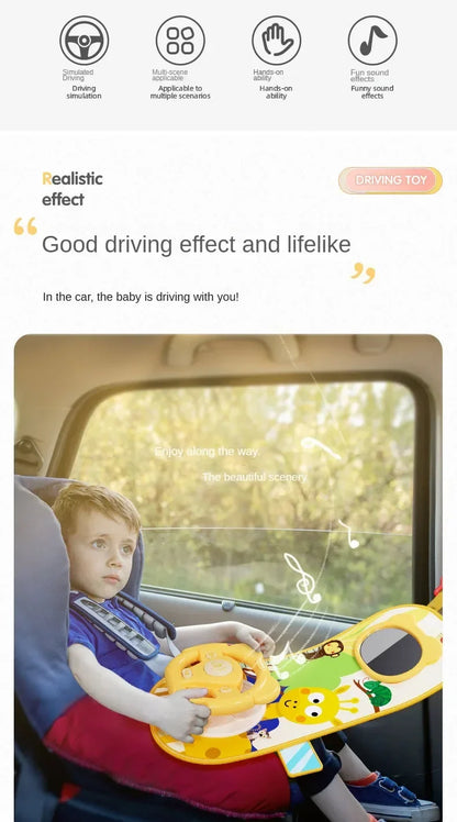 Kids Electric Copilot Steering Wheel Toy – Musical Simulated Driving Car Seat Educational Sound Toy