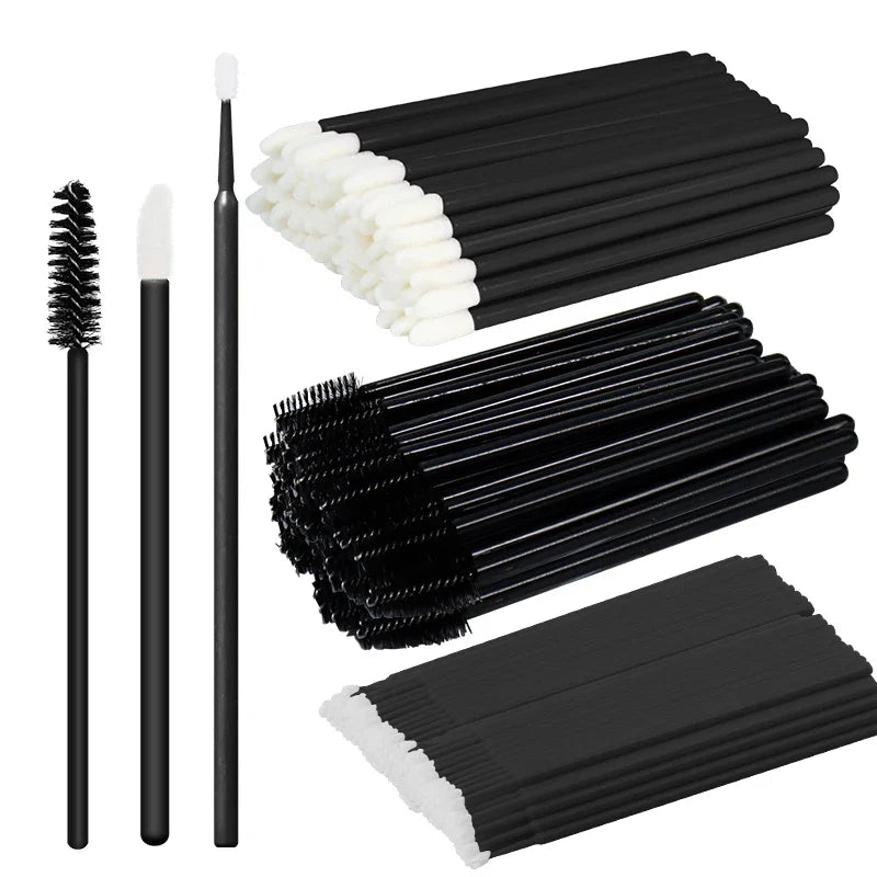 ANNAFRIS 50pcs Disposable Eyelash & Eyebrow Brushes — Soft Crystal Lash Extension Mascara Wands Makeup Tools