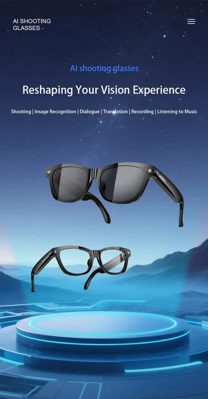 Blackview BV100 Smart Glasses — HD Camera, Bluetooth 5.4, 220mAh Battery, Stereo Bass Speakers, Noise-Cancelling Mic, Wear Detection