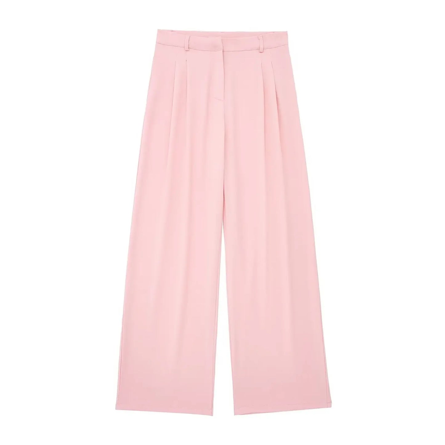 TRAFZA Women’s 2-Piece Set — Sleeveless Halter Vest Top with High-Waist Wide Leg Pants & Zipper Pockets
