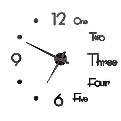 3D DIY Wall Clock - Modern Acrylic Mirror Sticker Quartz Clock For Living Room Decor With Silent Movement