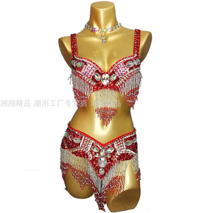 Sexy Girl Belly Dance Costume Set – Bra & Belt Set in 10 Colors for Ladies Bellydancing