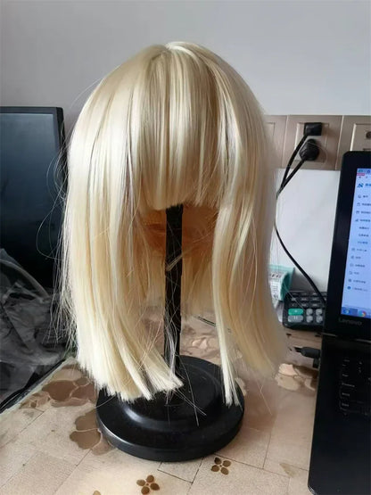 Synthetic Blonde Bobo Wig – Short Straight Breathable Hair Extension Wig for Young Women & Ladies