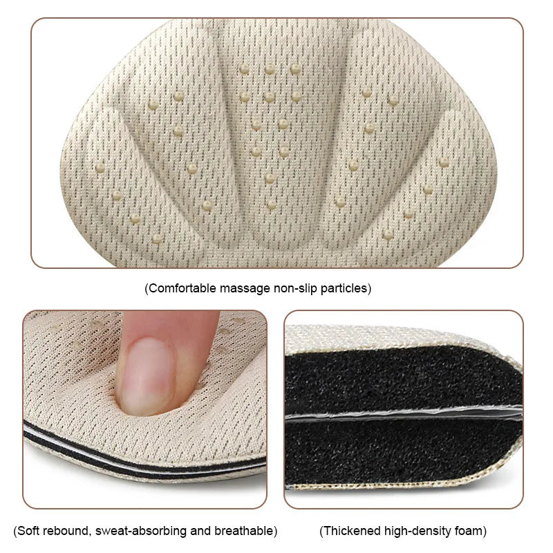 Heel Stickers Sneakers - Pain Relief Shoe Size Reducer Pads, Half Cushion Inserts for Heel Protection, T-Shaped Foot Care Pad