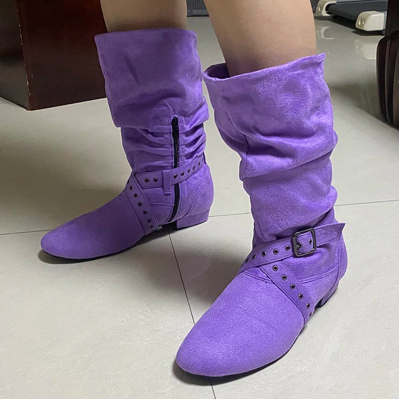 Wedopus Women’s Customized Heel Western Dance Boots – Black Suede Cowboy Shoes for Urban Dancing