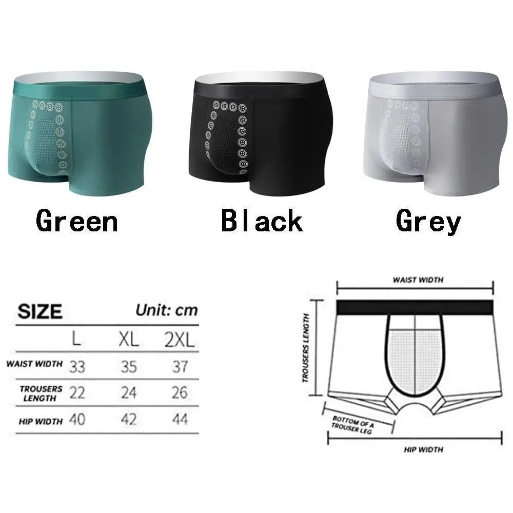 Breathable Magnetic Therapy Men’s Underwear – Polyester Fiber Long-Lasting Boxer Briefs for Male Support, Tightening & Delay