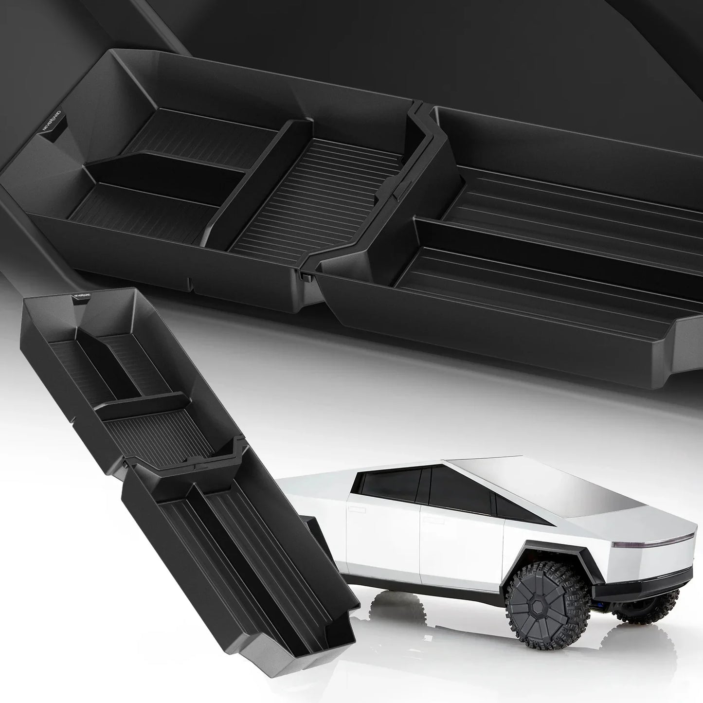 NEVERLAND Cup Holder Console Organizer for Tesla Cybertruck – Lower Center Storage Tray & Floor Organizer Interior Accessory