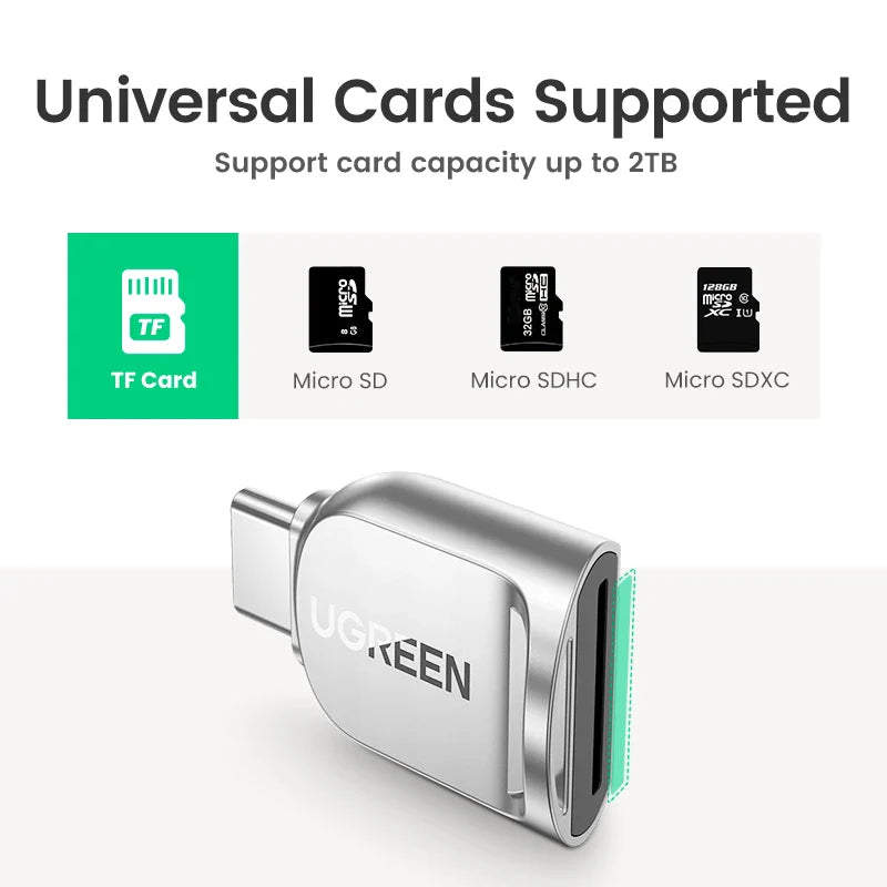 UGREEN USB-C to Micro SD/TF Card Reader – USB 3.0 OTG Adapter for Laptop, PC, Tablet & Phone (Windows/MacOS)