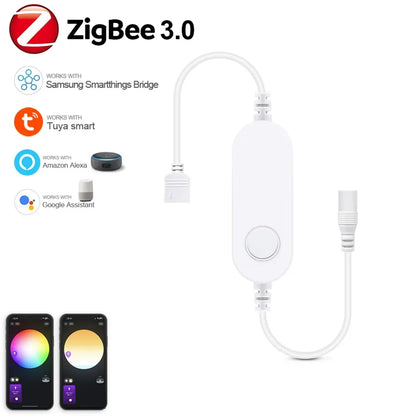 Zigbee 3.0 Smart LED Controller – DC 5V/12V/24V Dimmer for Single Color, CCT, RGB, RGBW & RGBCCT LED Strips, Compatible with Tuya, Alexa & SmartThings