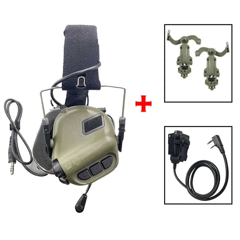 EARMOR M32 MOD4 Shooting Earmuffs – Tactical Noise Reduction Headset with Helmet ARC Rail & Kenwood PTT Adapter