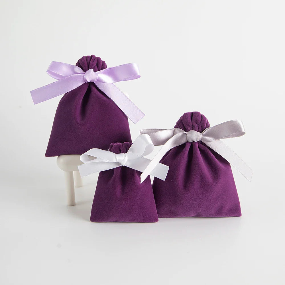 10PCS Purple Velvet Drawstring Bags — Jewelry Gift & Candy Storage Pouches