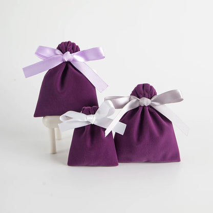 10PCS Purple Velvet Drawstring Bags — Jewelry Gift & Candy Storage Pouches