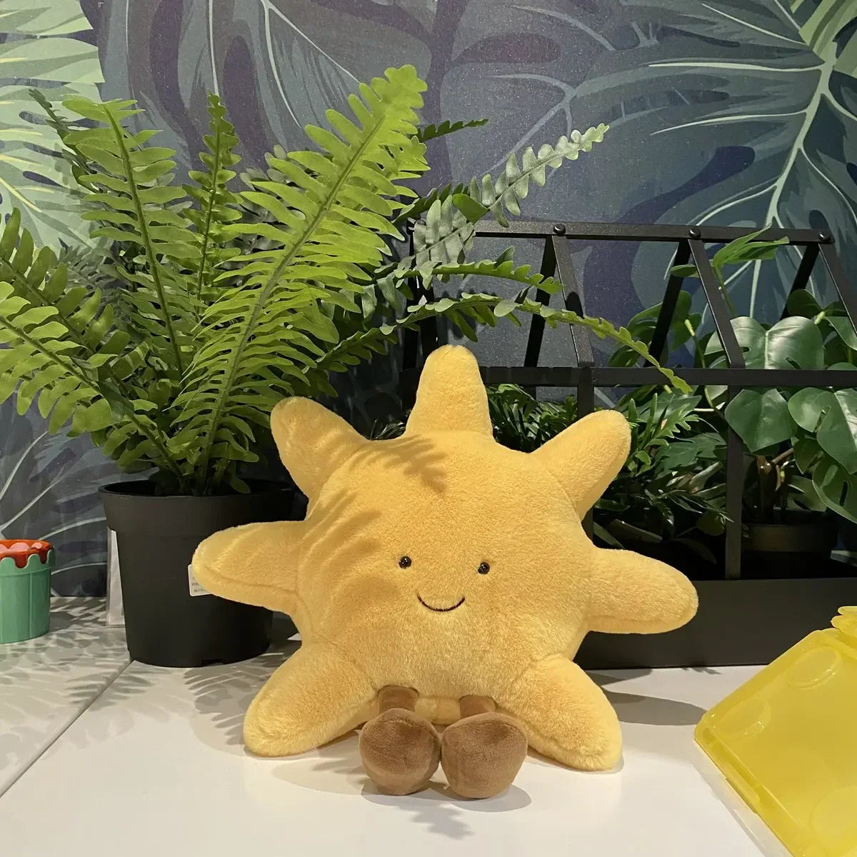 Smile Face Moon & Sun Plush Cushion – Cute Weather Stuffed Toy for Kid's Bedroom Decor & Sofa Throw Pillow