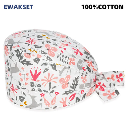 Unisex Soft Scrub Cap – Cartoon Print Surgical Hat for Men and Women, Operating Room Nursing Accessories
