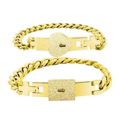 2-Piece Couple Bracelets Set – Heart Lock and Key Fashion Bangle Jewelry, Romantic Gift for Him and Her