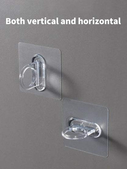 5/10PCS Transparent Ring Hooks – Perforation-Free Waterproof & Rust-Resistant Storage for Bathroom and Toilet Supplies