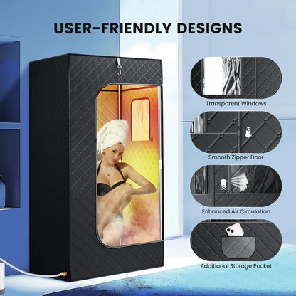Full Body Home Steam Sauna Set – 2.6L Single-Person Spa with Time & Temperature Remote Control for Detox Therapy