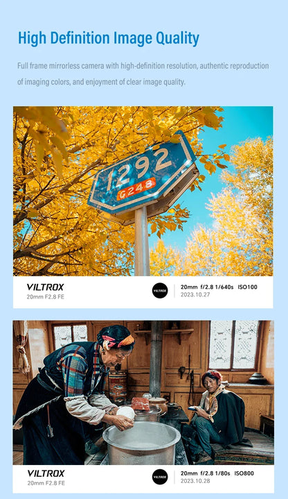 Viltrox AF 20mm F2.8 Full Frame Lens – Ultra Wide-Angle Fisheye for Sony E ZVE10, A7, A7II, A7III, Nikon Z30, Z50