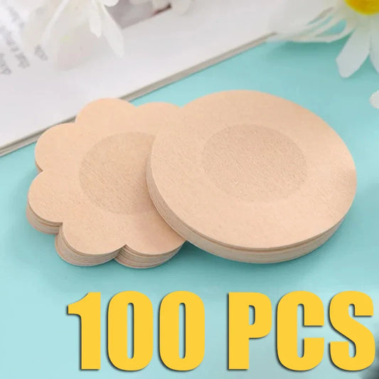 100PC Disposable Cloth Nipple Covers – Invisible Bra Pasties, Breast Petals & Chest Stickers for Women