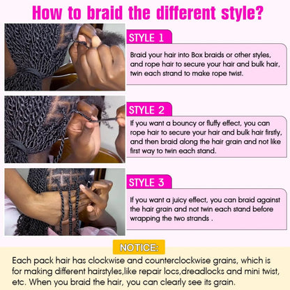 1Pc 30g Brazilian Afro Kinky Curly Remy Human Hair Bulk — No Weft Braiding Extensions for Locs & Braids