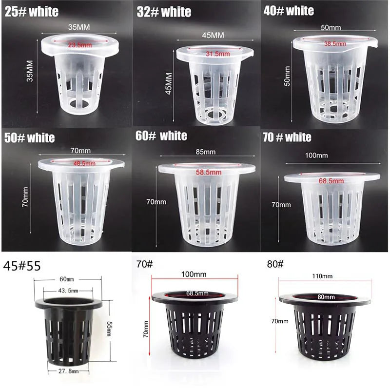 50pcs Hydroponic Mesh Net Baskets — Soilless Plant Nursery Cups for Veggie & Clone Growth