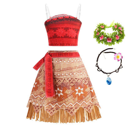 Disney Moana Princess Dress - Girls Vaiana Ocean Adventure Halloween Cosplay Costume