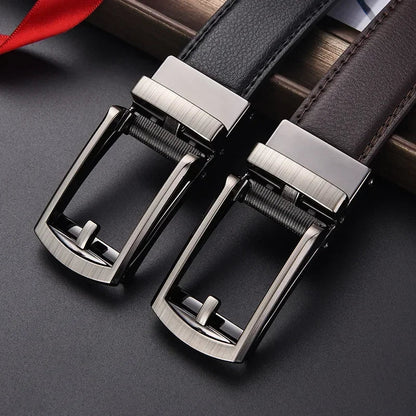 Men’s Luxury Click Belt – Genuine Leather Automatic Alloy Buckle for Business & Jeans