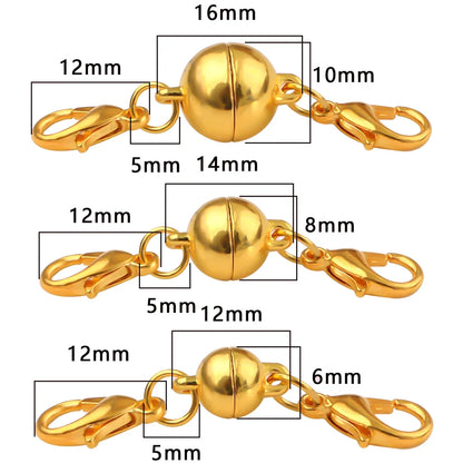 Magnetic Jewelry Clasp - Strong Metal End Connectors with Lobster Clasp for DIY Bracelets & Necklaces
