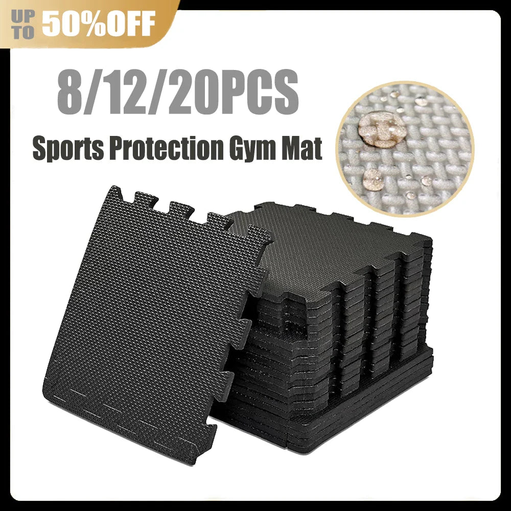 8/12/20PCS EVA Gym Floor Mats 30x30cm — Non-Slip Foam Mats for Yoga, Fitness & Sports Protection