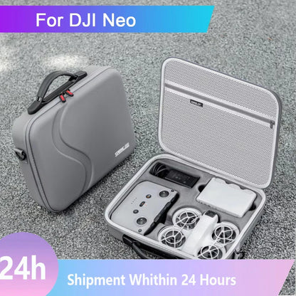 NEO Drone PU Storage Bag — Portable Large Capacity Shoulder & Handheld Organizer for DJI Neo RC-N3 with Shock Absorbing Protection