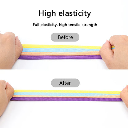 No Tie Shoelaces: Diamond Cross Lock Elastic Laces - 8MM Width for Kids & Adults - Rubber Bands for Sneakers
