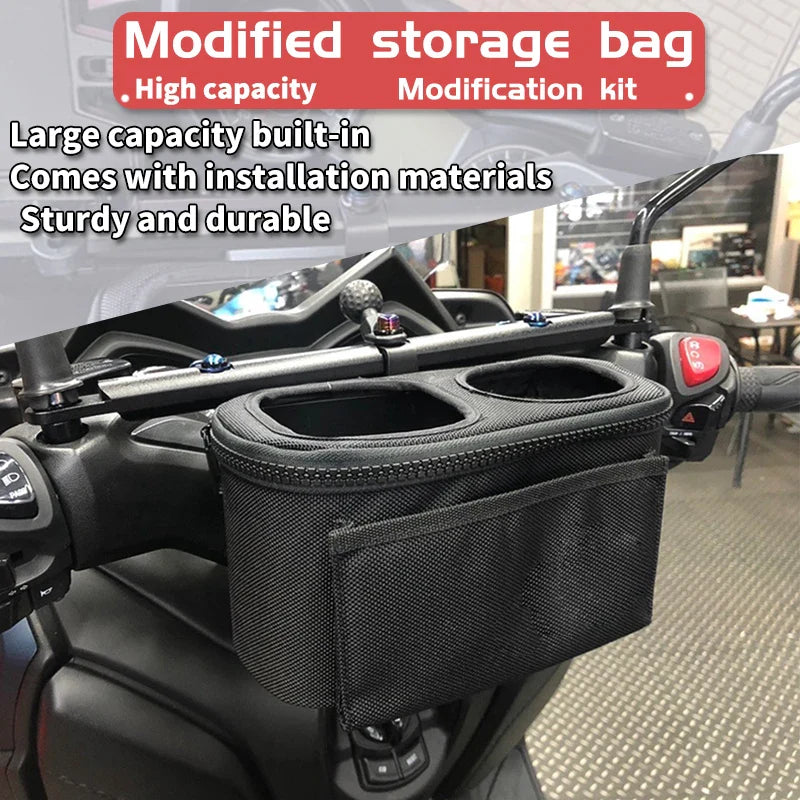 Yamaha NMAX/XMAX/TMAX Motorcycle Handlebar Cup Holder — Water Bottle Cage & Storage Bag for Scooters