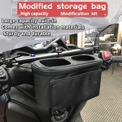 Yamaha NMAX/XMAX/TMAX Motorcycle Handlebar Cup Holder — Water Bottle Cage & Storage Bag for Scooters