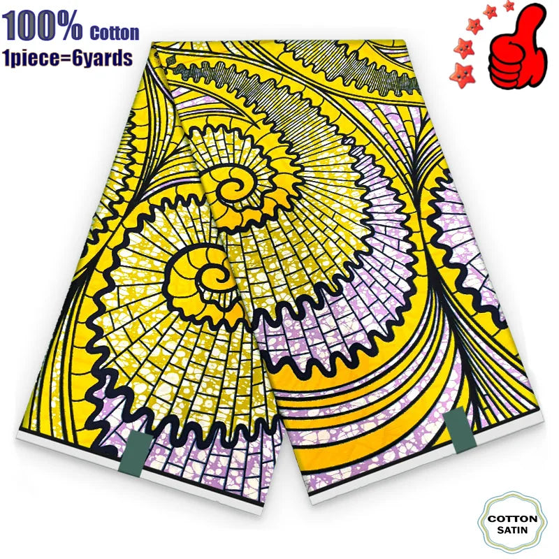 African Real Wax Fabric - High Quality 100% Cotton Ankara Pagne for Women’s Dresses
