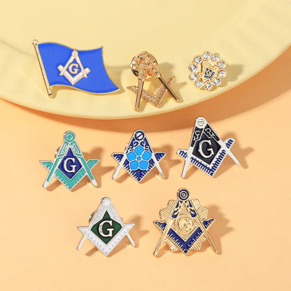 Vintage Freemason Emblem Brooch Pin - Hollow Masonic Symbol Badge Ancient Lodge Collectible Accessory