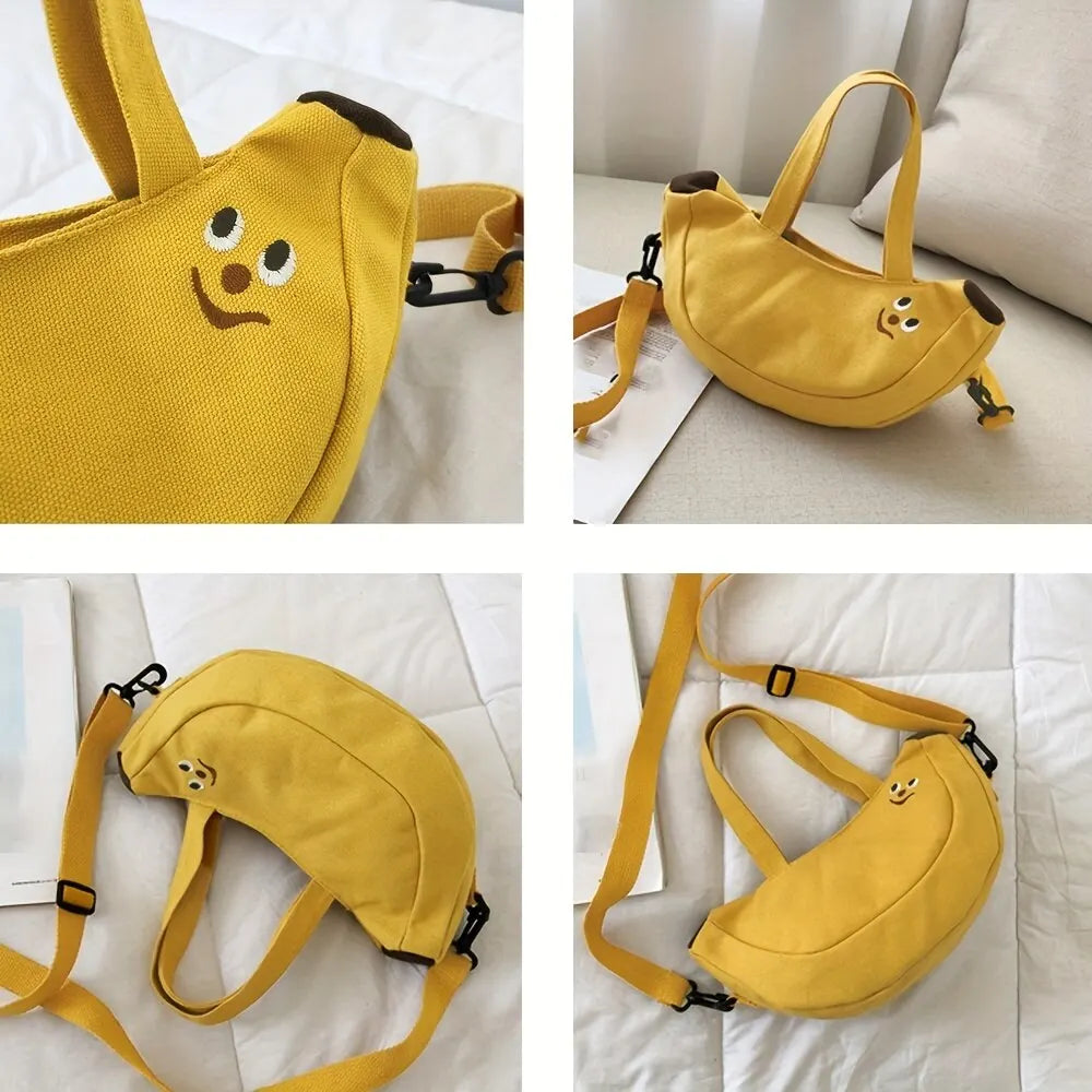 Cartoon Women's Crossbody Bag: Fashionable and Versatile Banana Shoulder Bag - Hand-held Canvas Women's Bag