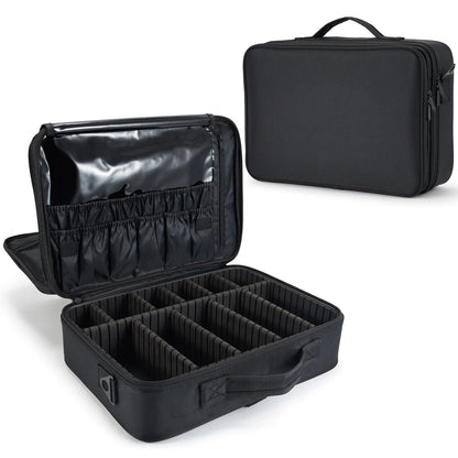 Professional Makeup Bag — Extra-Large Cosmetic Train Case with Brush Organizer, Storage Compartments & Dividers for Artists