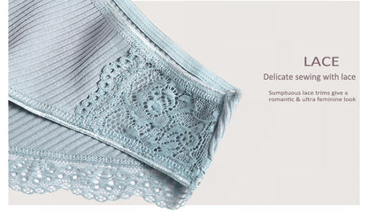 Floral Lace Cotton Women’s Panties - Comfortable Briefs, Solid Color Underwear, 3PCS/Set, Sizes M-XXL