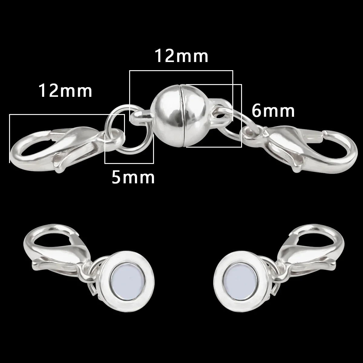Magnetic Jewelry Clasp - Strong Metal End Connectors with Lobster Clasp for DIY Bracelets & Necklaces