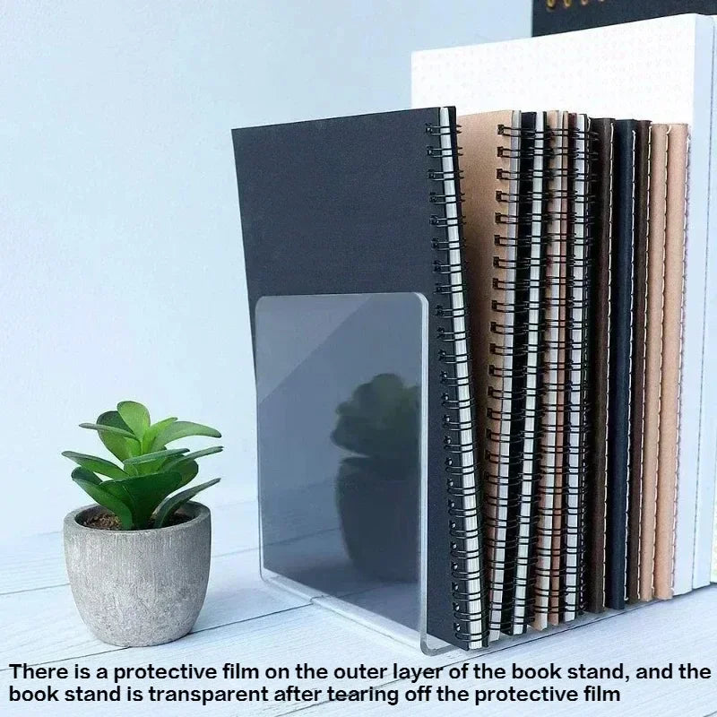 Transparent Acrylic Bookends – Decorative Desktop Storage Rack, Book Holder Organizer for School and Office